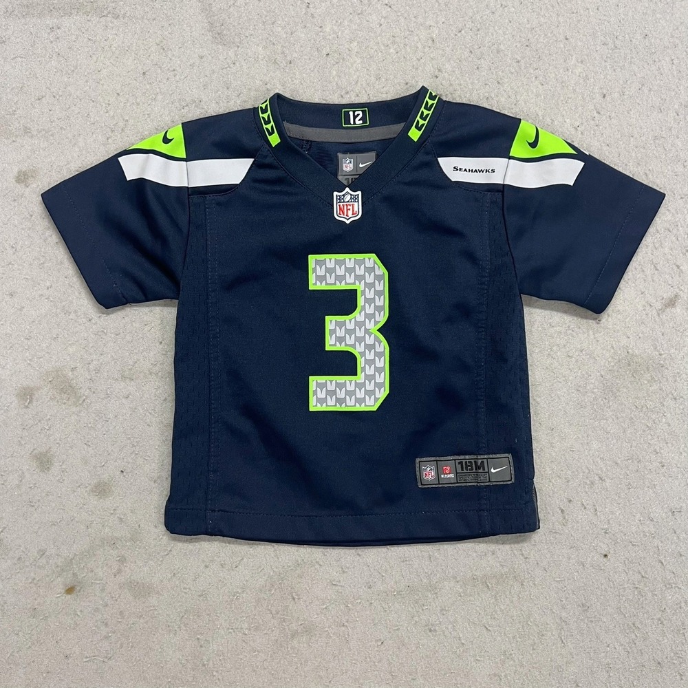 Nike Seattle Seahawks Russell Wilson 3 NFL Jersey Navy Blue 18M Kids